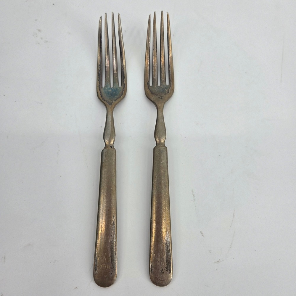 Vintage Holmes & Edwards Silverplate Forks Set of 2 Monogrammed Tapered Handle